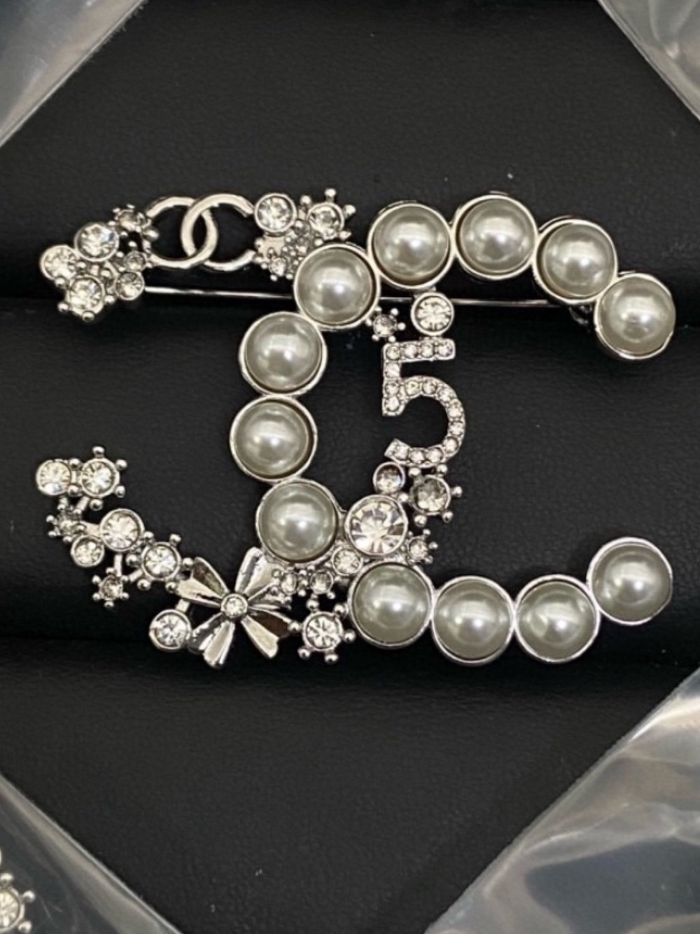 (COMING SOON) Pearl and Crystal CC-Style Brooch Pin